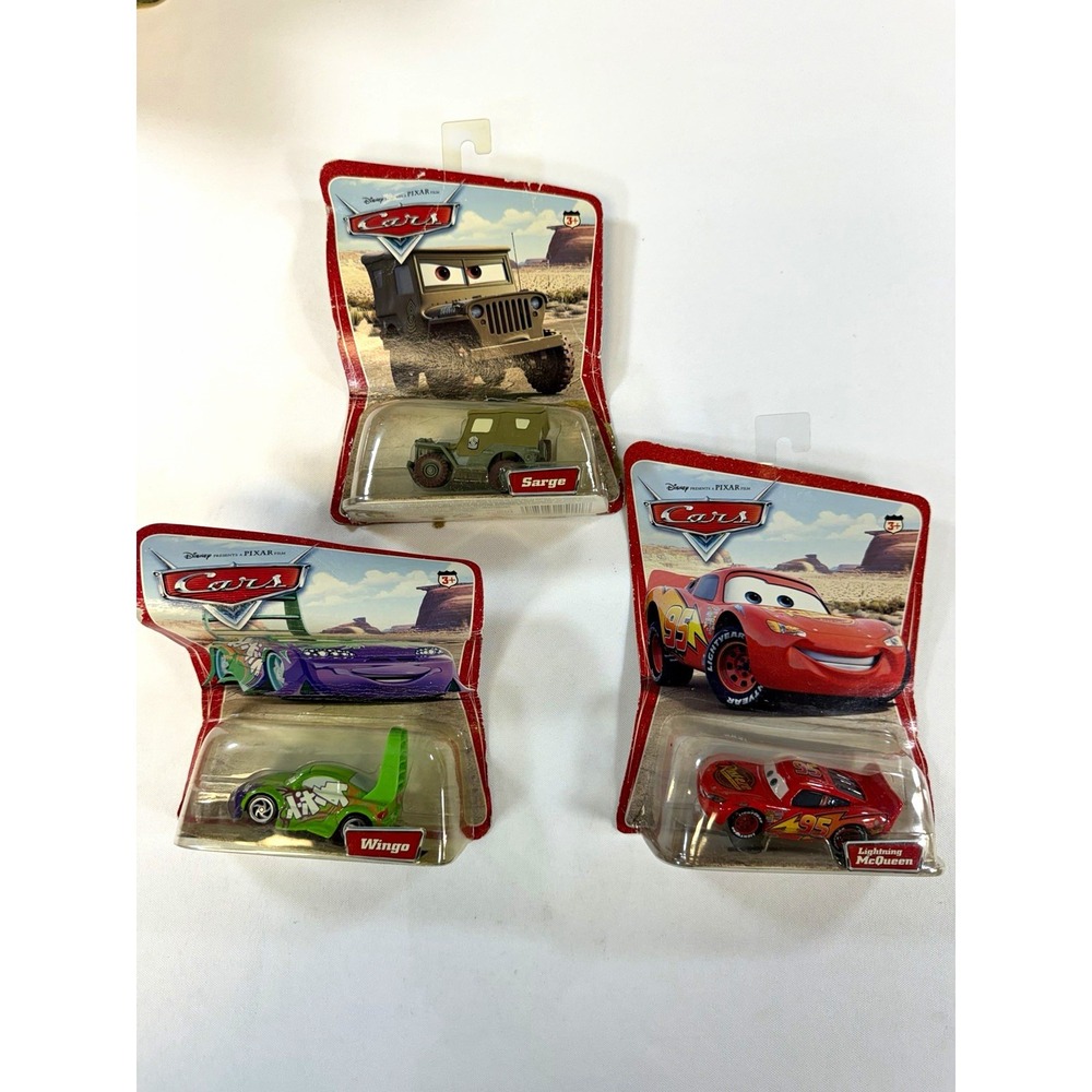 Disney Pixar Cars Lot 3 Mattel 2005 Diecast Lightning McQueen Sarge Wingo 1:55